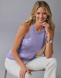 Sequin High Neck Sweater Tank Lavender