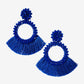 Beaded and Fringe Drop Earring Blue