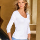 So Essential Ribbed V Neck Long Sleeve Top Pure White