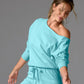 Cotton Comfort Raw Edge Slouchy Sweatshirt Aqua Splash