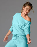 Cotton Comfort Raw Edge Slouchy Sweatshirt Aqua Splash