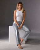 Monterey Silver Metallic Jean Light Wash/Silver