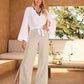 Casual side slit Linen pant Flax