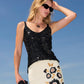 Sequin V-Neck Sweater Tank Black