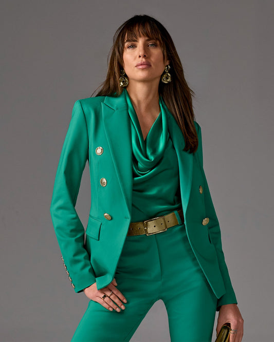 Modern Double-Breasted Blazer Parakeet