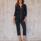 Beyond Travel Peplum Coordinates Jet Black