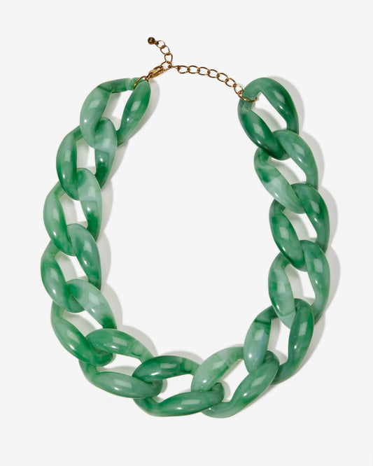 Marbled Acrylic Chain Necklace Green