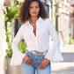 Alexa Flare Sleeve Shirt White