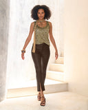 Newport High Rise Slit Front Coated Slim Straight Jean Chocolate