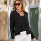 Sweater Tweed Zip Up Cardigan Black/Silver