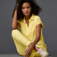 Cotton Comfort Short Sleeve Collared Lounge Top Pale Banana