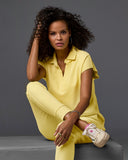 Cotton Comfort Short Sleeve Collared Lounge Top Pale Banana