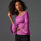 Off The Shoulder Lace Scallop Sweater Radiant Orchid