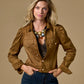 Fall Essential Faux Suede Puff Sleeve Jacket Cognac