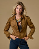 Fall Essential Faux Suede Puff Sleeve Jacket Cognac