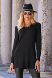 Puff-Sleeve Side Slit Sweater Proper Black