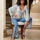 Malibu High Rise Sequin Trim Jean Medium Wash/White