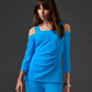 Beyond Travel Cold Shoulder Three Quarter Sleeve Top Malibu Blue