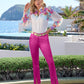Newport Modern Slim Straight Leg Slit Front Trouser Pant Festival Fuchsia