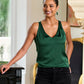 Nikki V-Neck Charmeuse Blouse Deep Emerald
