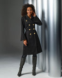 Peplum Double Breasted Coat Black