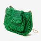 Raffia Ruffle Detail Purse Green