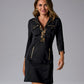 Chic Zip Printed Long Sleeve Dress Cheetah Spots