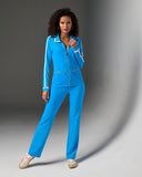 Beyond Travel Piped Collared Sport Set Blue White