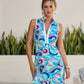 Chic Zip Printed Sleeveless Dress Sporty Abstract