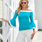 Color Block Flare Sleeve Sweater Scuba Blue
