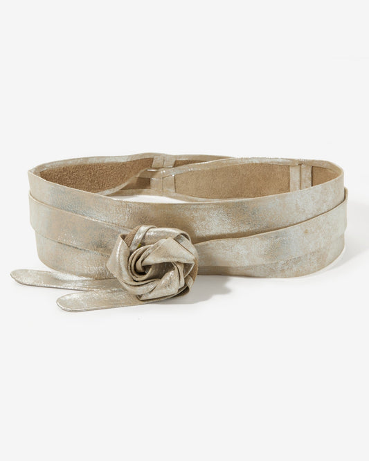Metallic Chic Wrap Belt Silver