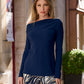 Beyond Travel Asymmetrical Long Sleeve Top Maritime Navy