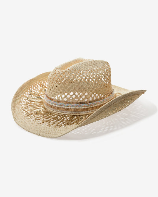 Sequin and Embroidered Trim Western Hat Natural