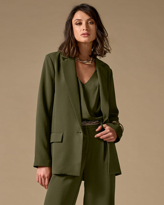 Relaxed Single Button Blazer Olive