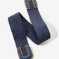 Gold Hardware Raffia Elastic Belt Navy