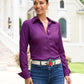 Sophia Button-Up Charmeuse Blouse Imperial Purple