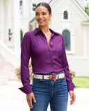 Sophia Button-Up Charmeuse Blouse Imperial Purple