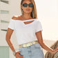 Slouchy Cut Out Knit Top White