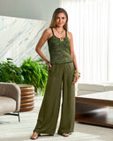Malibu Flowy Wide Leg Pant Moss Green