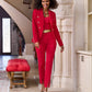 Newport Modern Slim Straight Leg Slit Front Trouser Pant Racing Red