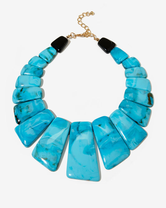 Marbled Turquoise Statement Necklace Turquoise