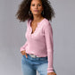 Henley Sequin Long Sleeve Sweater Roseate