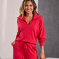 Luxe Lounge Half Zip Sweatshirt Racing Red