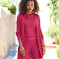 Rhinestone Pocket Lounge Cardigan Bright Pink