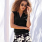 Beyond Travel Sleeveless Stand Collar Blouson Top Jet Black