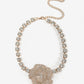 Rosette Rhinestone Choker Necklace Gold