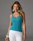 Metallic V Neck Sweater Tank Bachelor Button