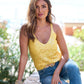 Sequin V-Neck Sweater Tank Lemon Drop