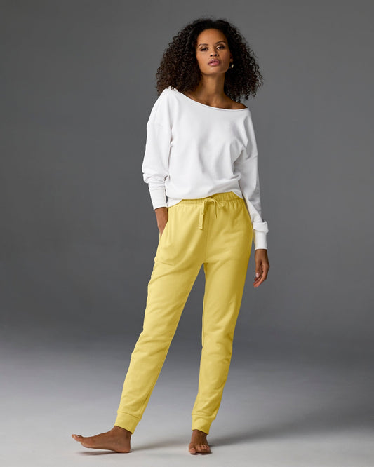 Cotton Comfort Drawstring Pocket Jogger Pale Banana