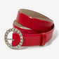 Crystal Gem Embellished Buckle Belt Red